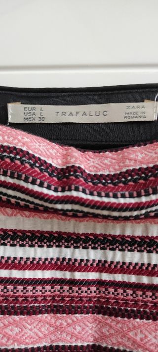 Minifalda rayas coral, negra y blanca