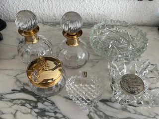 Juego tocador cristal dorado