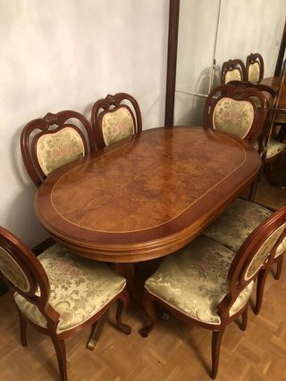 Mesa comedor + 6 sillas madera maciza.
