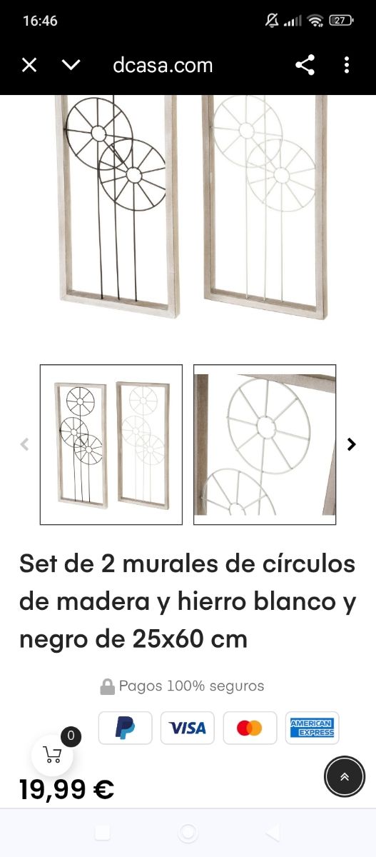 Set 2 murales cerchi in legno-metallo