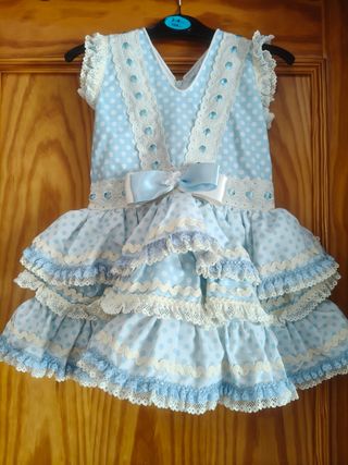 Vestido niña flamenca lunares azul