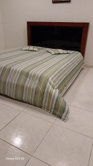 Colcha casal + 2 almofadas - Verde/bege