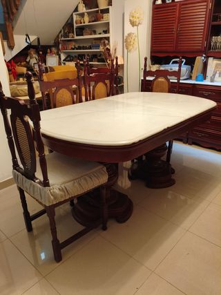 Mesa Comedor estilo vintage de los 70 y 4 sillas