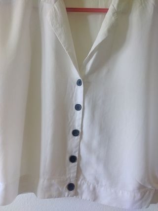 Blusa Zara blanca c/ botones