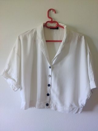 Blusa Zara blanca c/ botones