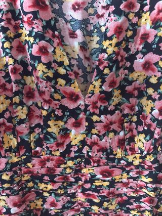 Vestido floral - Negro y rosa