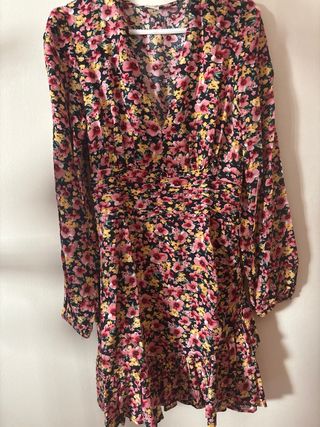 Vestido floral - Negro y rosa