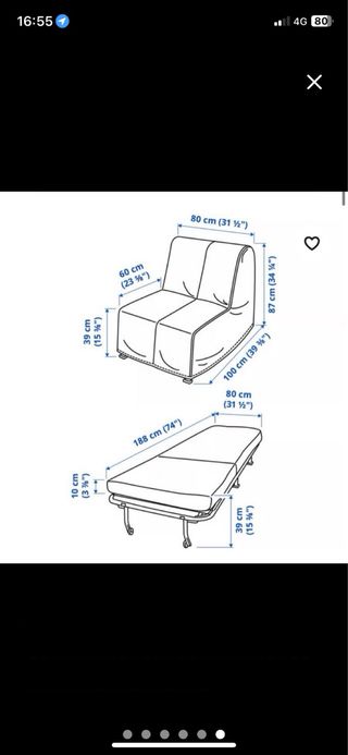 Sofá cama Ikea LYCKSELE LÖVÅS blanco