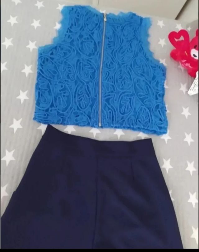 Conjunto top y pantalón azul