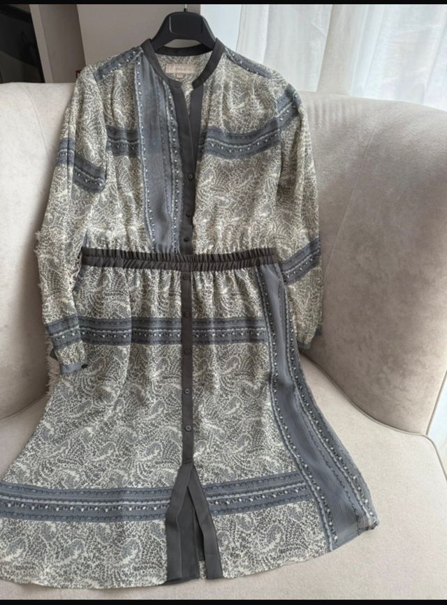 Abito boho chic beige e grigio