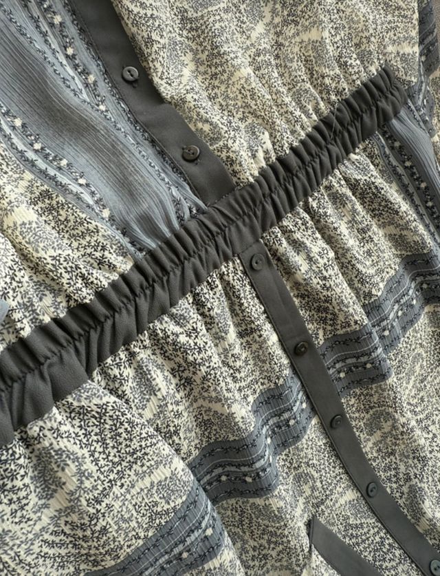 Abito boho chic beige e grigio