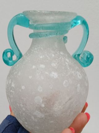 Vaso vetro bianco & turchese