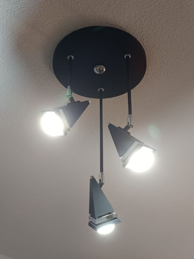 Lámpara techo 3 luces - Negra y plateada