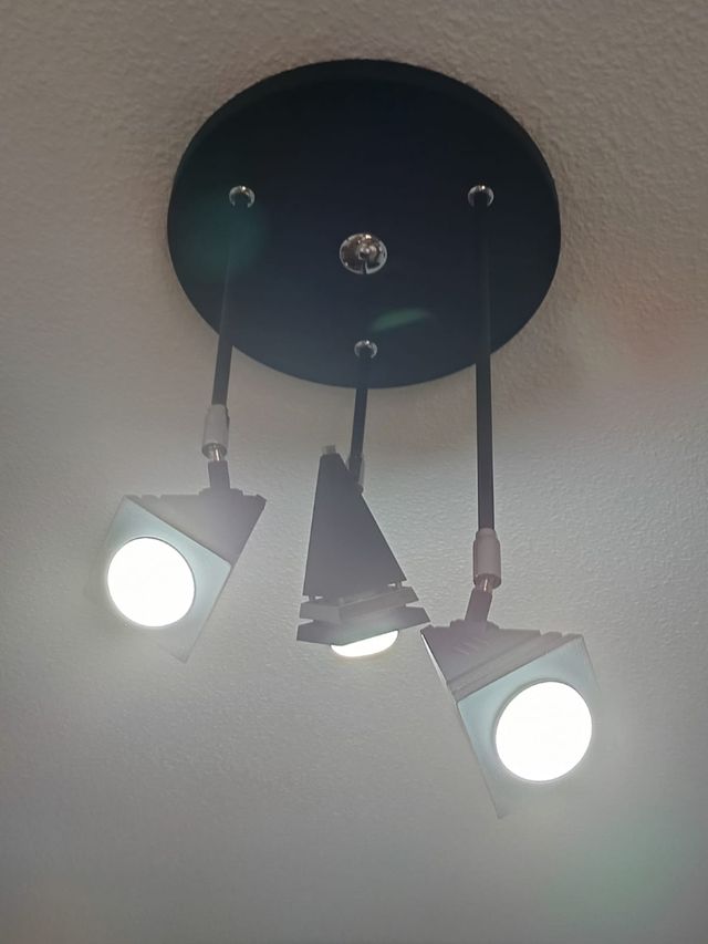 Lámpara techo 3 luces - Negra y plateada