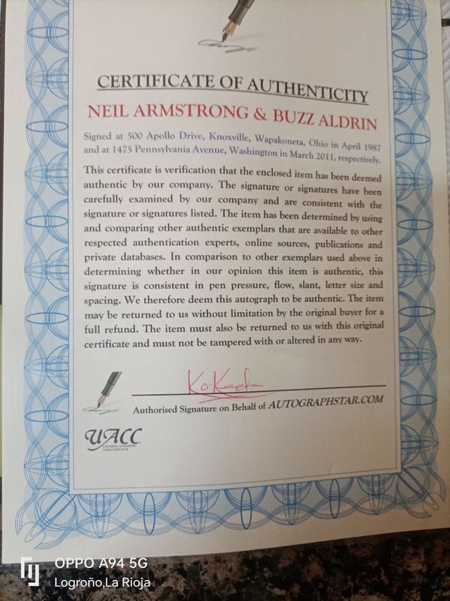 Autógrafos Apollo 11: Armstrong & Aldrin