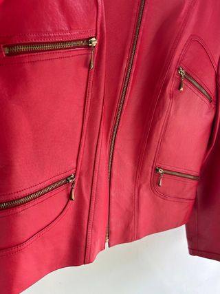 Chaqueta cuero roja vintage - Talla M