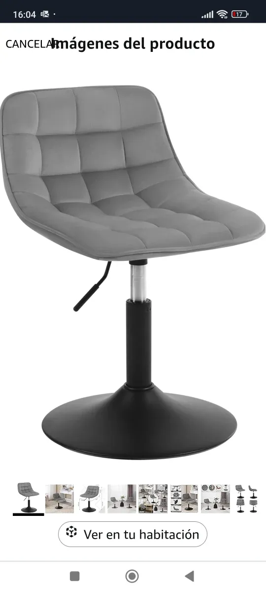 ✅Taburete Tocador gris giratorio habitación NUEVA