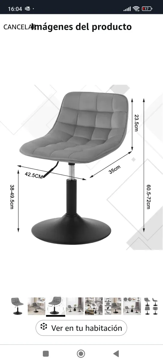 ✅Taburete Tocador gris giratorio habitación NUEVA