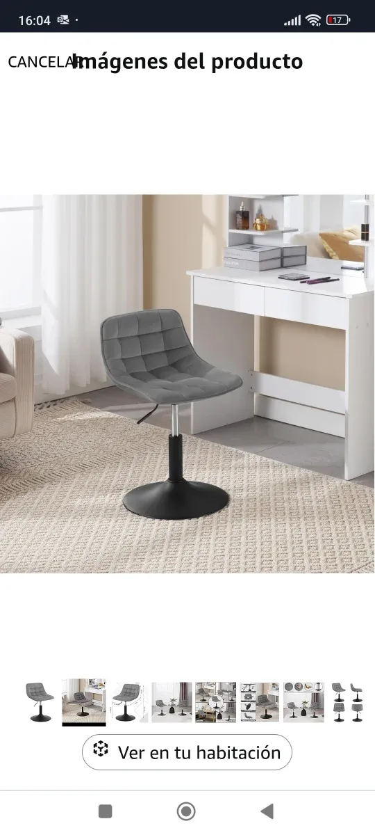 ✅Taburete Tocador gris giratorio habitación NUEVA