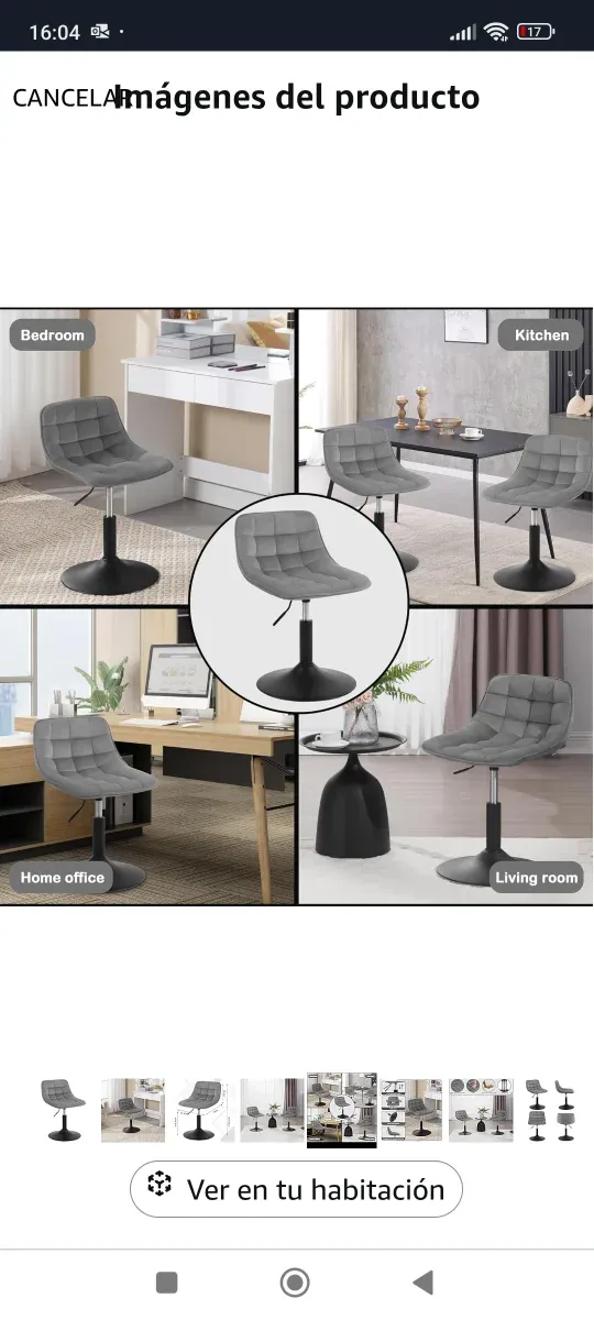 ✅Taburete Tocador gris giratorio habitación NUEVA