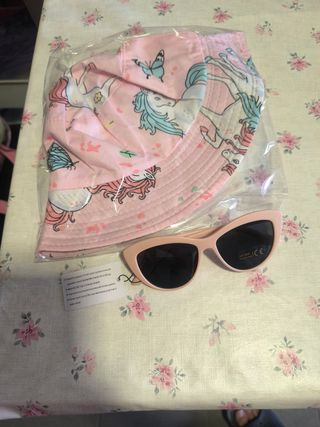 Gorro y gafas niña rosa