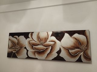 Cuadro Flores Marrón Plata