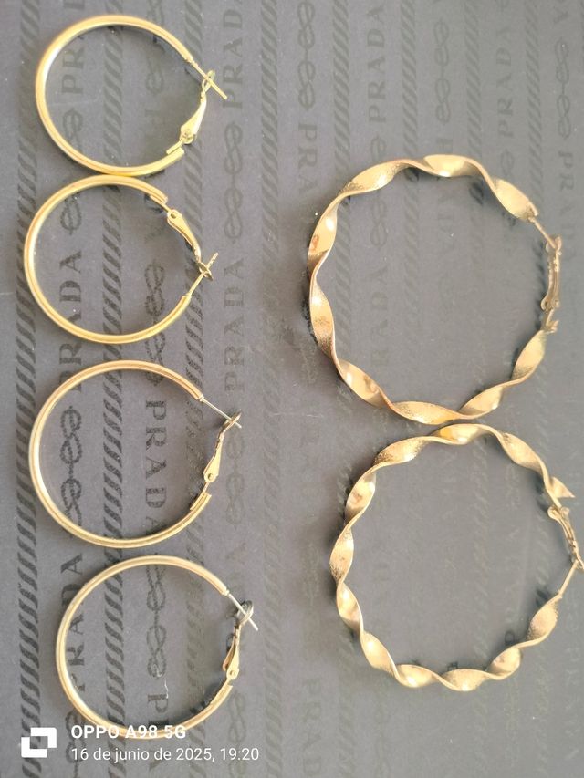 Pendientes aro dorados - 3 pares