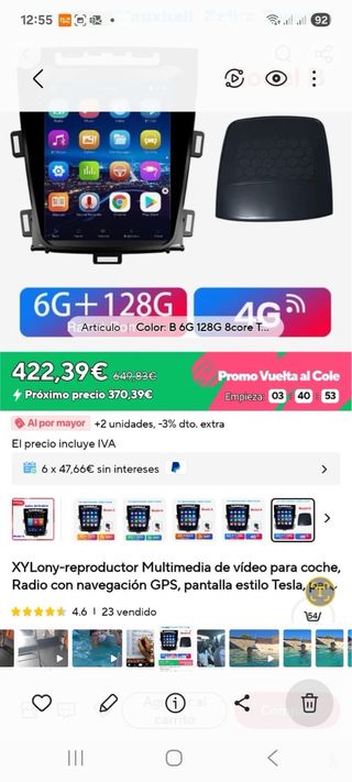 Radio Coche Android 6G+128G para opel zafira C