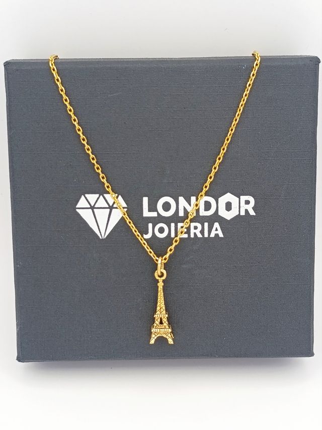 Conjunto Cadena + Colgante Torre Eiffel en Oro 18K