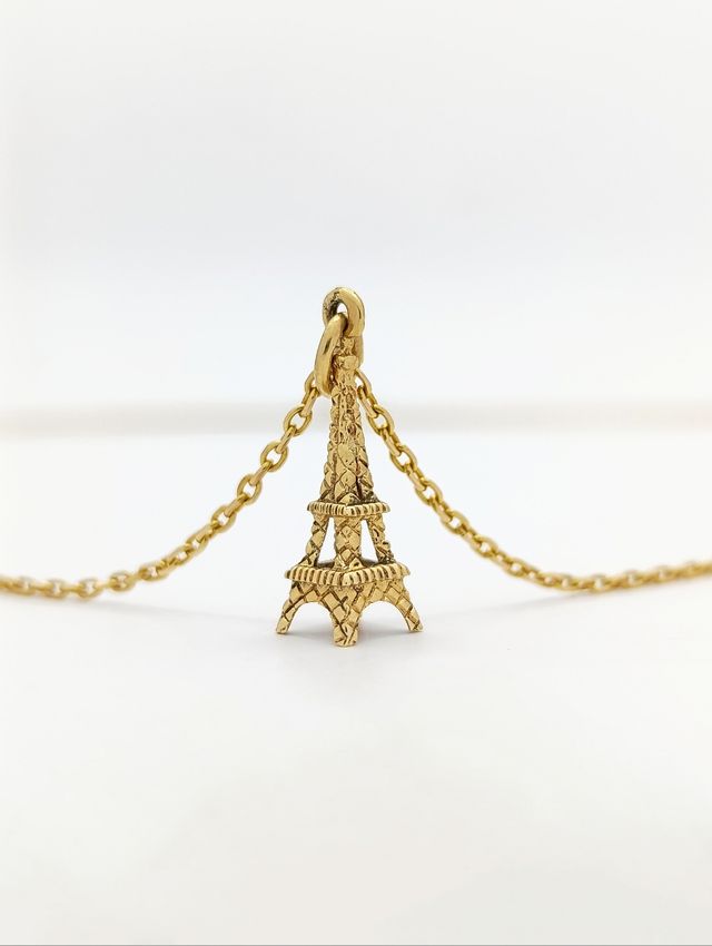Conjunto Cadena + Colgante Torre Eiffel en Oro 18K