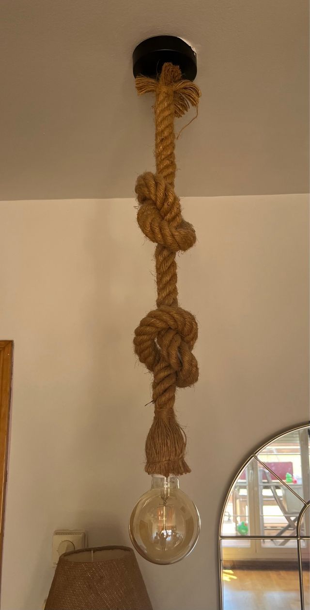 Lámpara techo cuerda yute