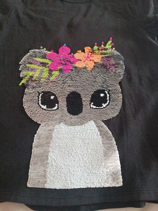 Camiseta koala niña - negra