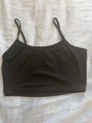 Top Shein negro c/ llamas morado - Talle S