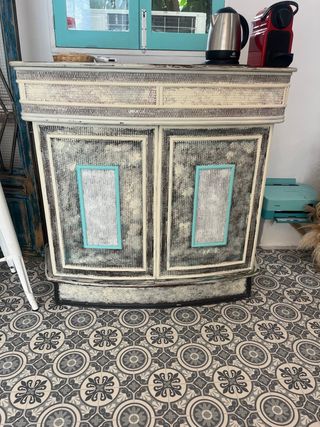 Mostrador madera blanco-gris