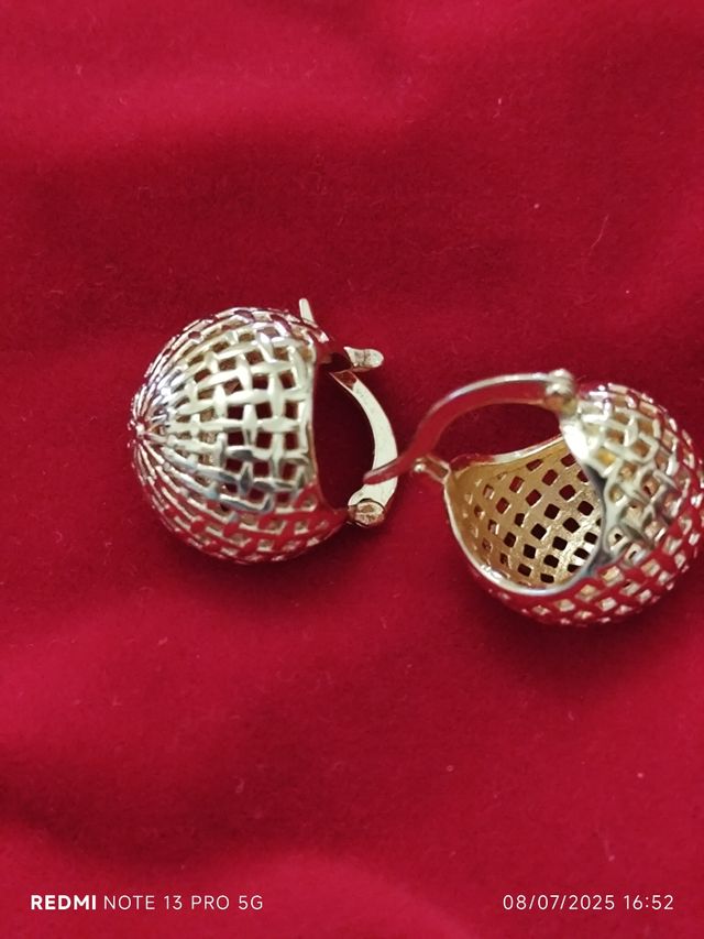 Orecchini a pallina in argento 925 dorato. Nuovi m
