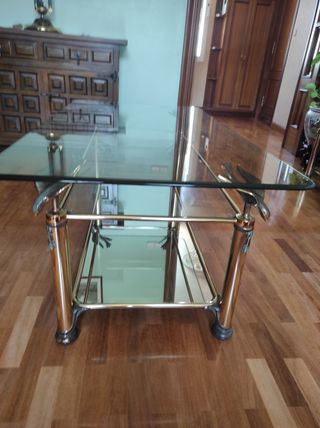 Mesitas centro cristal doradas