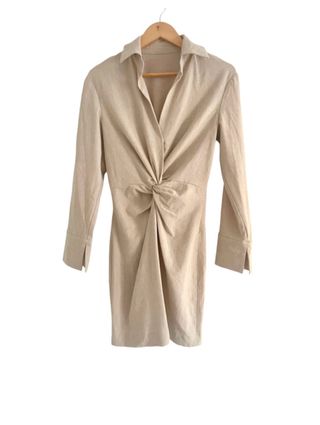 Vestido camisa beige, manga larga