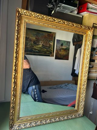 Espejo antiguo dorado grande