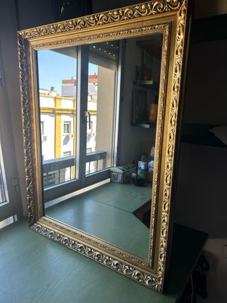 Espejo antiguo dorado grande