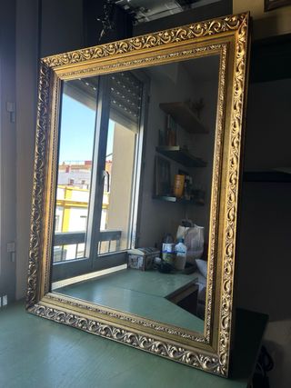 Espejo antiguo dorado grande
