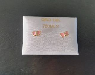 Pendientes oro 18k mariposa rosa