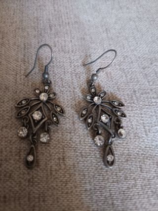 Pendientes plata vieja con brillantes