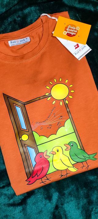T-shirt Red Jack Bob Marley "Three Little Birds" 