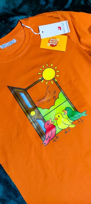 T-shirt Red Jack Bob Marley "Three Little Birds" 