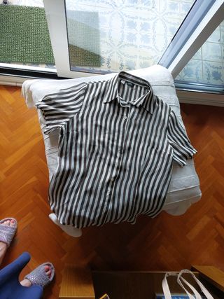 Blusa Simorra rayas marrón-blanco XXL