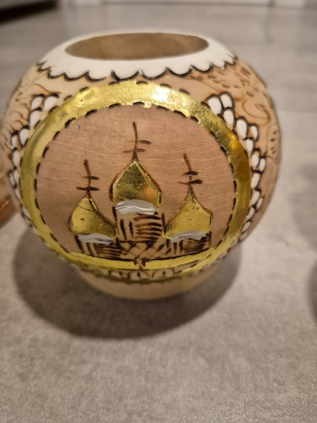 Decoración madera tallada - Beige/Dorado.