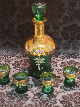 Set Decanter Murano Verde Oro