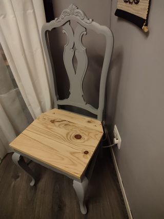 Silla vintage gris madera