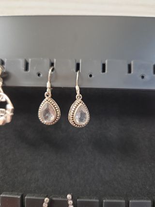 Pendientes plata 925 cuarzo maestro transparente