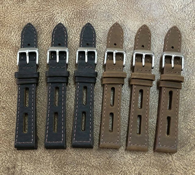 Correa reloj piel 22mm racing negra gruesa nueva